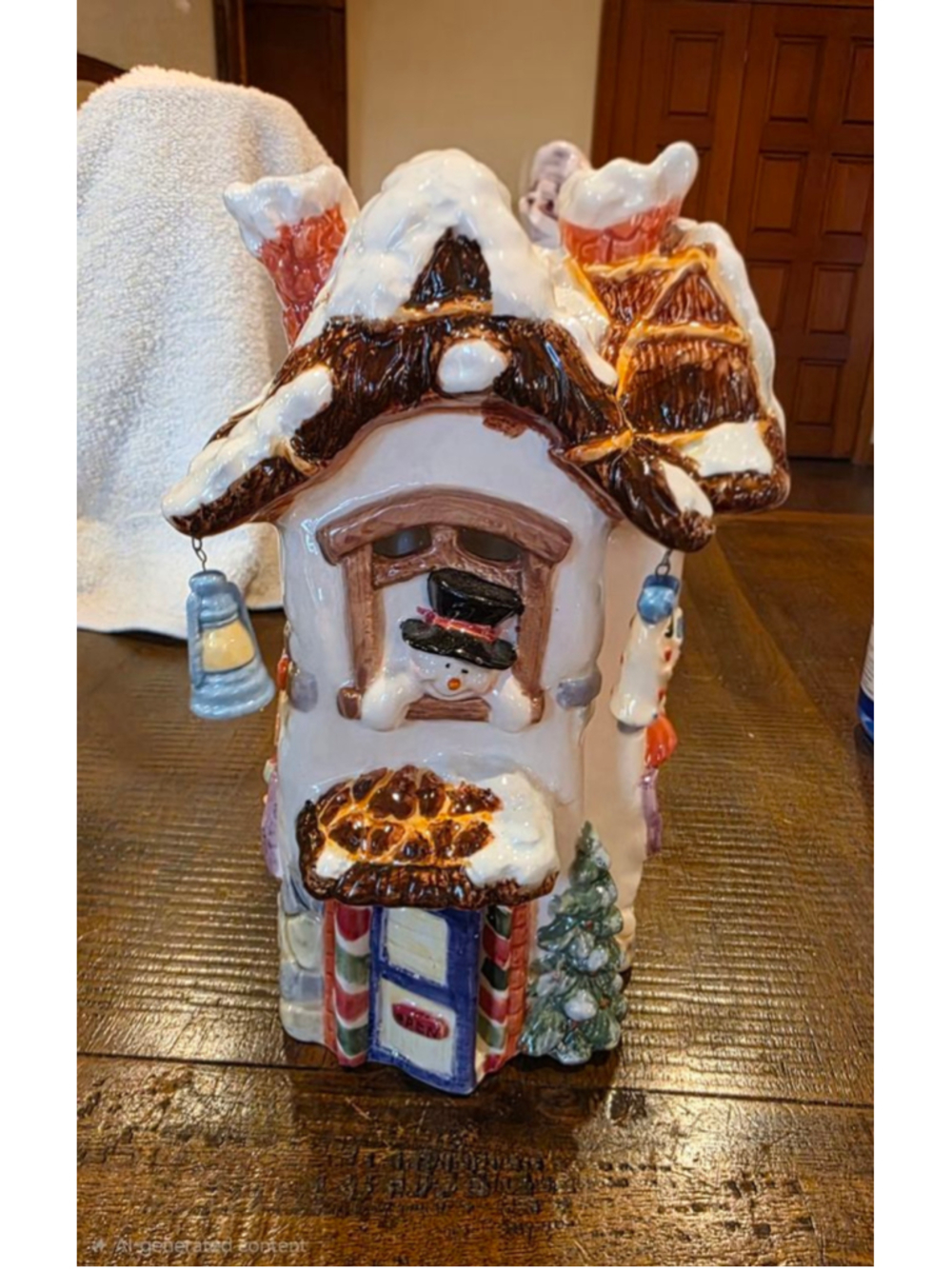 Blue Sky Clayworks Holiday Candy Lane Ceramic Candle House Snowman Christmas